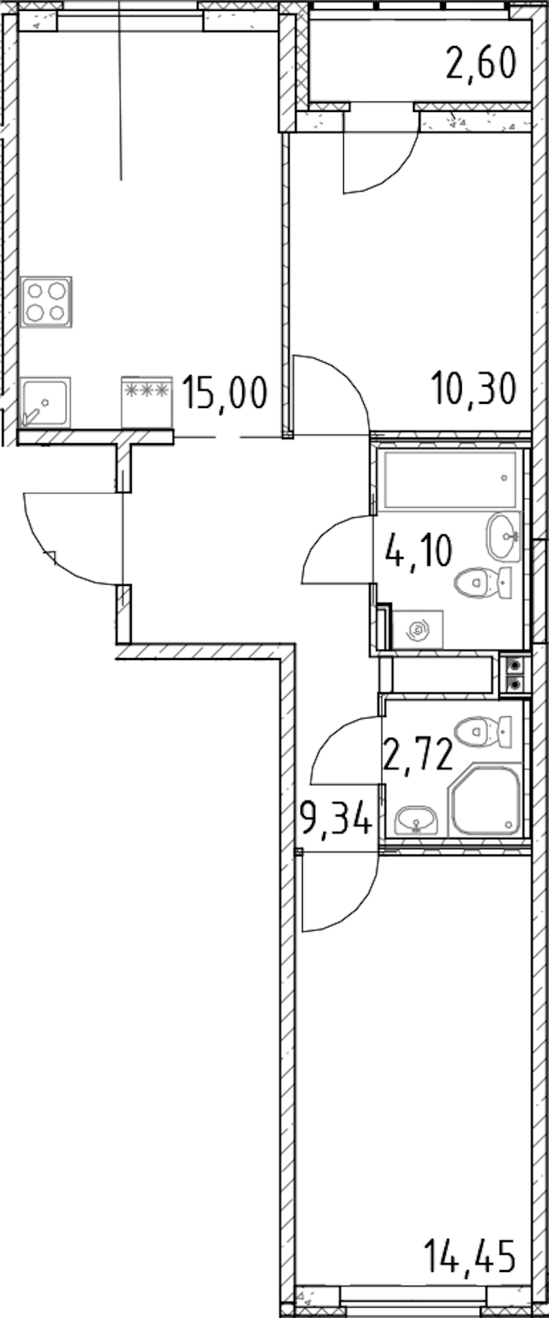 2-комнатная квартира 55.91 м², 6/23 эт., ЖК «Город Первых»